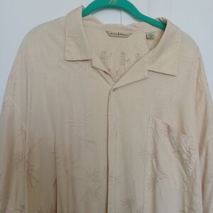 Tommy Bahama 100% Silk Men's Cream Palm Print Size XXL